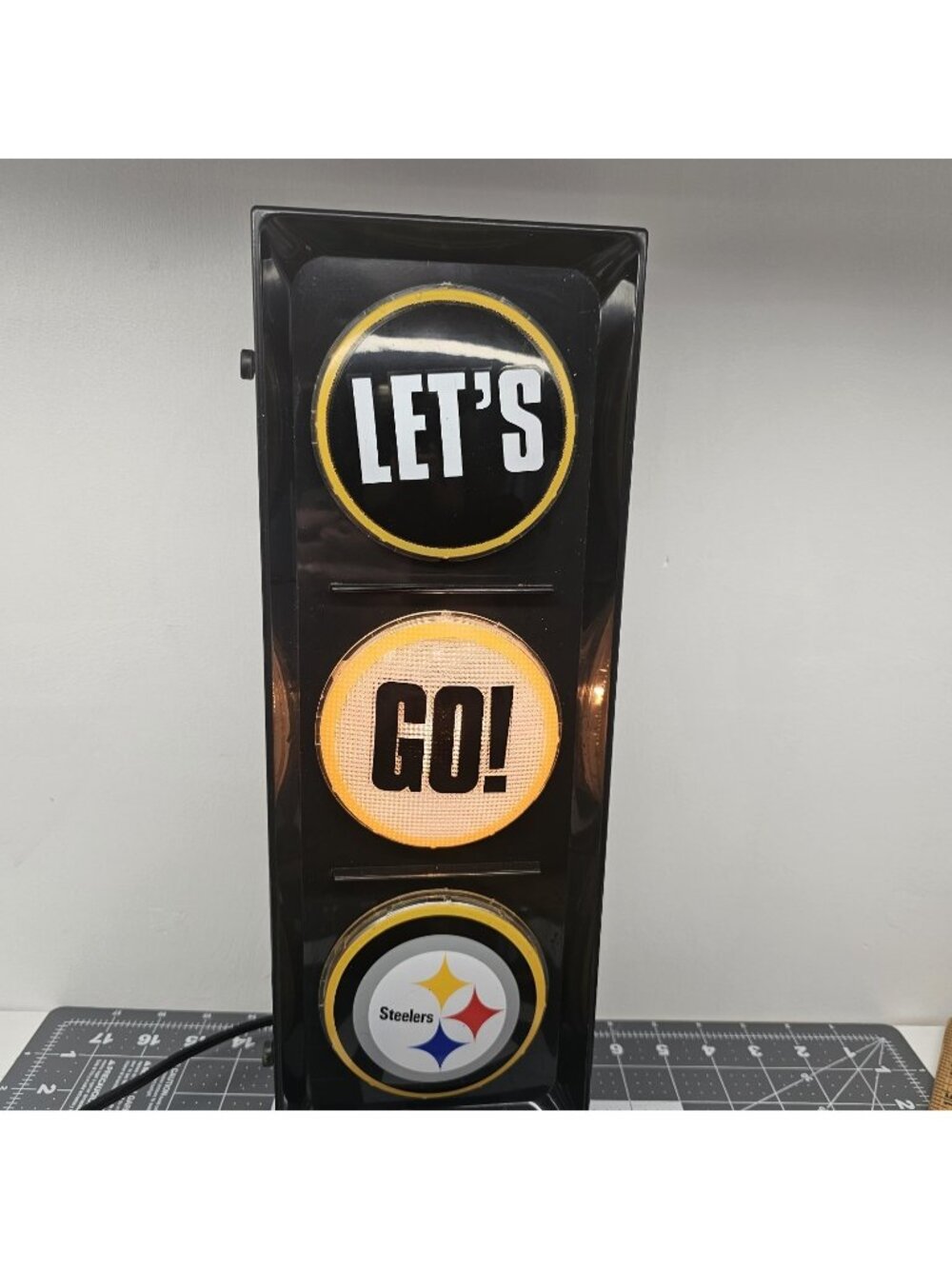 Vtg Pittsburgh Steelers Flashing "Let's Go Light" 16" Traffic Light Decor WORKS